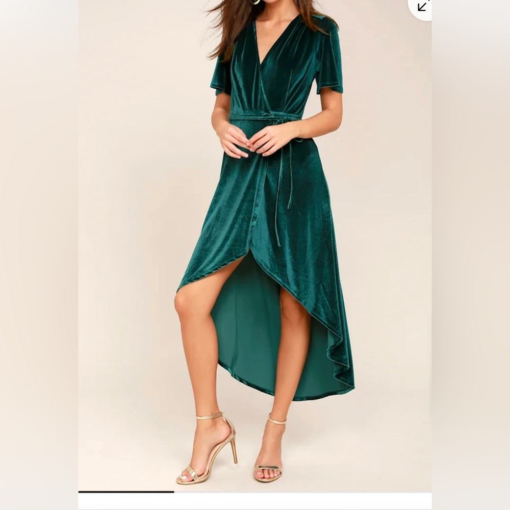 Hi-lo teal velvet dress S NWT